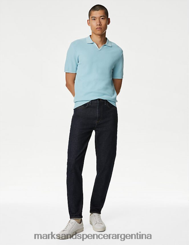 Marks & Spencer hombres polo de punto de puro algodón supima ropa huevo de pato ligero 46VL5626