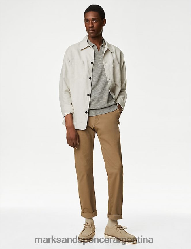 Marks & Spencer hombres polo de punto rico en algodón con cuello abierto ropa neutral 46VL6294