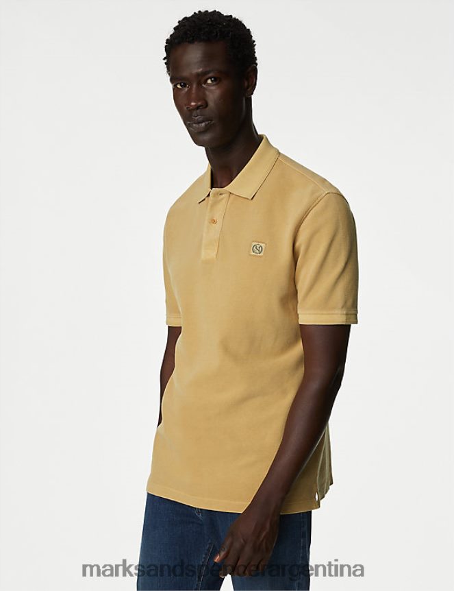 Marks & Spencer hombres polo de puro algodón ropa miel oscura 46VL7214