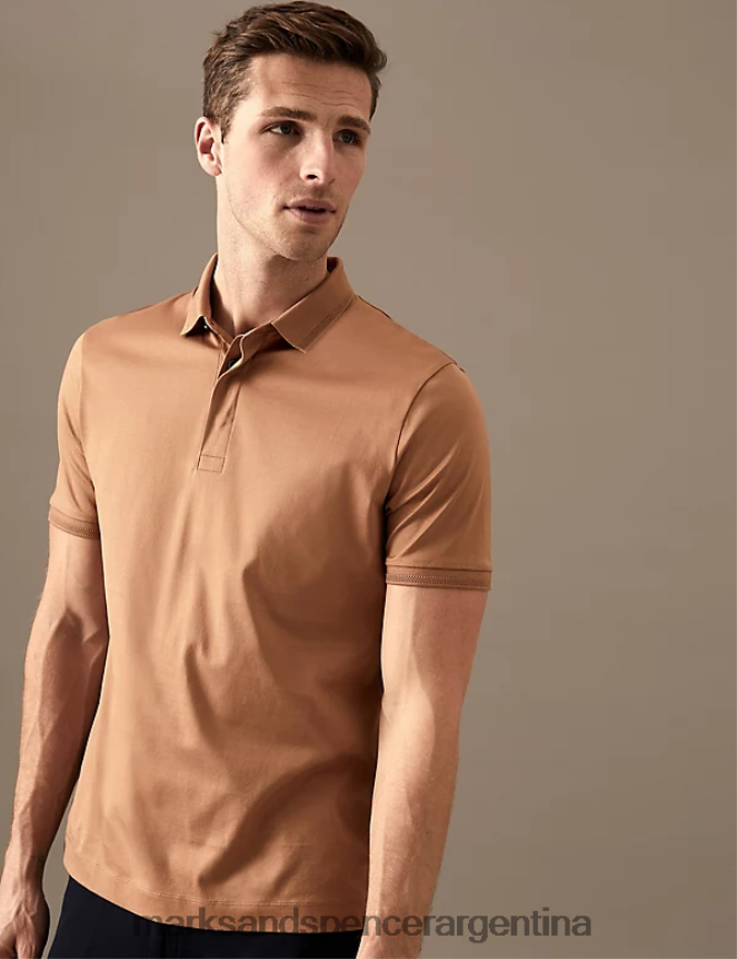 Marks & Spencer hombres polo de puro algodón supima ropa bronce suave 46VL6932