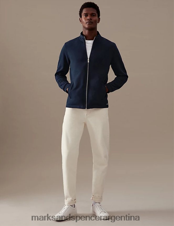 Marks & Spencer hombres sudadera de mezcla de algodón ropa azul marino oscuro 46VL7112