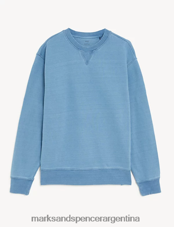 Marks & Spencer hombres sudadera holgada de puro algodón ropa índigo claro 46VL5880