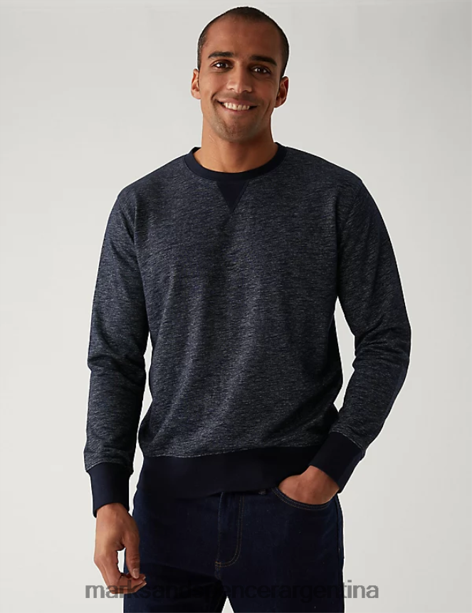 Marks & Spencer hombres sudadera rica en algodón ropa mezcla de índigo 46VL5416