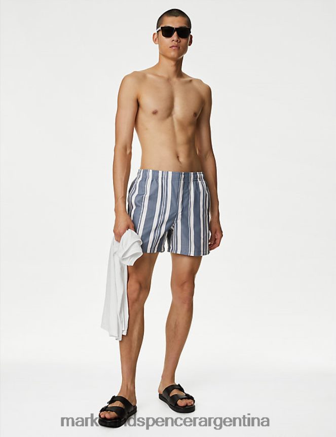 Marks & Spencer hombres shorts de baño a rayas de secado rápido ropa cambray 46VL5884