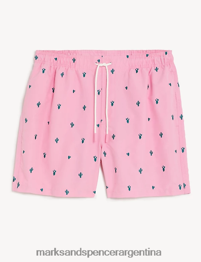 Marks & Spencer hombres shorts de baño bordados de secado rápido ropa rosa 46VL5958