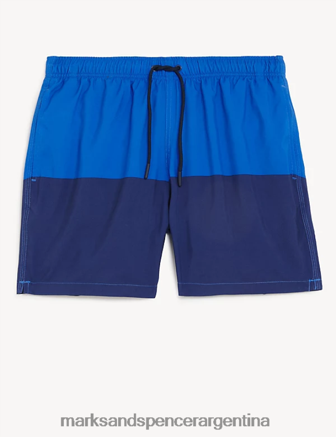 Marks & Spencer hombres shorts de baño color block de secado rápido ropa mezcla azul 46VL4998