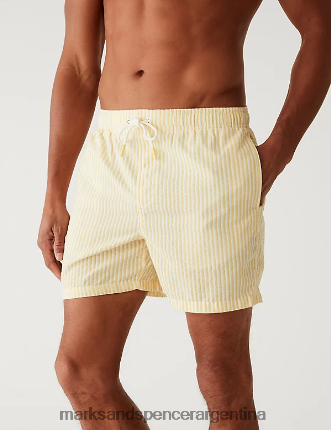Marks & Spencer hombres shorts de baño de sirsaca a rayas de secado rápido ropa luz solar 46VL5086