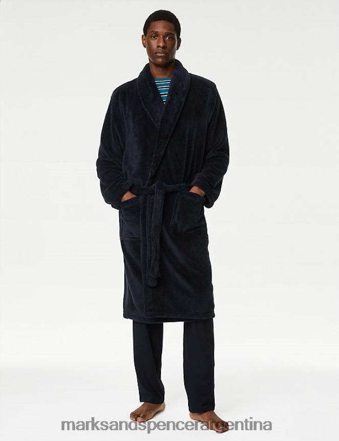 Marks & Spencer hombres bata de lana supersuave ropa azul marino oscuro 46VL6772