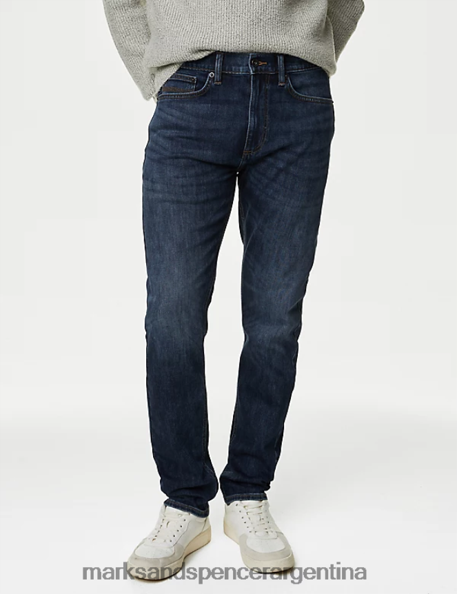 Marks & Spencer hombres jeans ajustados con flexión 360 ropa azul medio 46VL7186