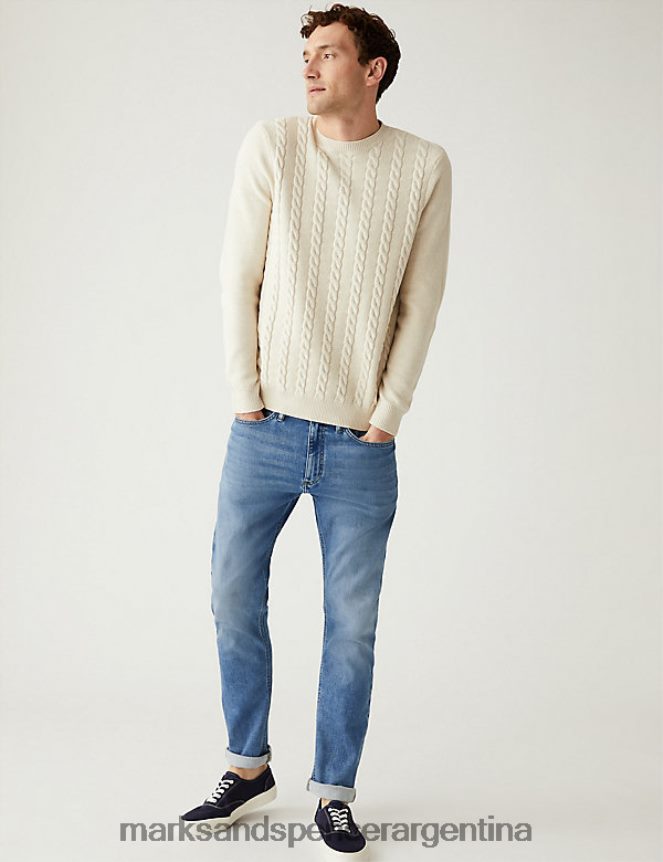 Marks & Spencer hombres jeans ajustados con flexión 360 ropa gris azul 46VL7188