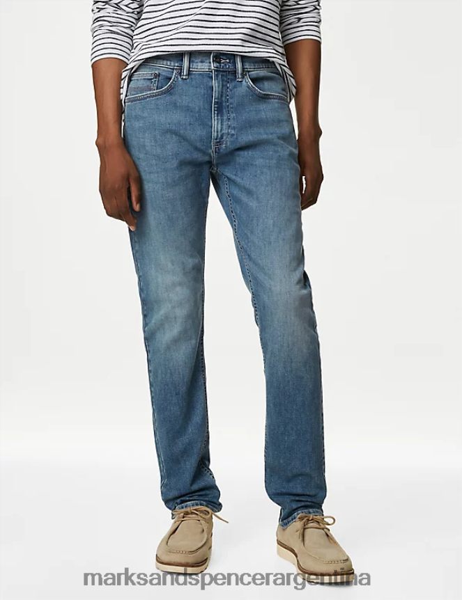Marks & Spencer hombres jeans ajustados con flexión 360 ropa tinte azul 46VL7190