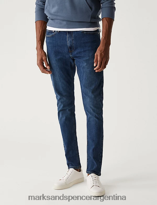 Marks & Spencer hombres jeans ajustados y elásticos ropa azul 46VL7258