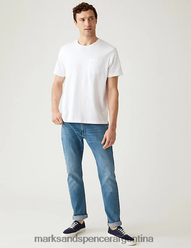 Marks & Spencer hombres jeans ajustados y elásticos ropa azul celeste 46VL5816