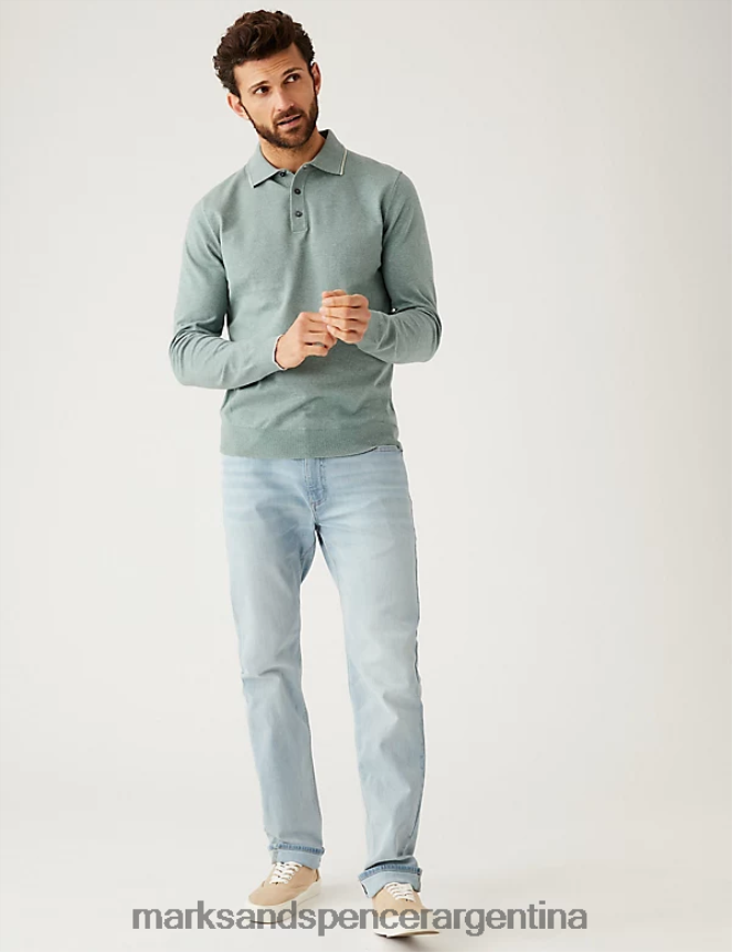 Marks & Spencer hombres jeans ajustados y elásticos ropa azul hielo 46VL5468