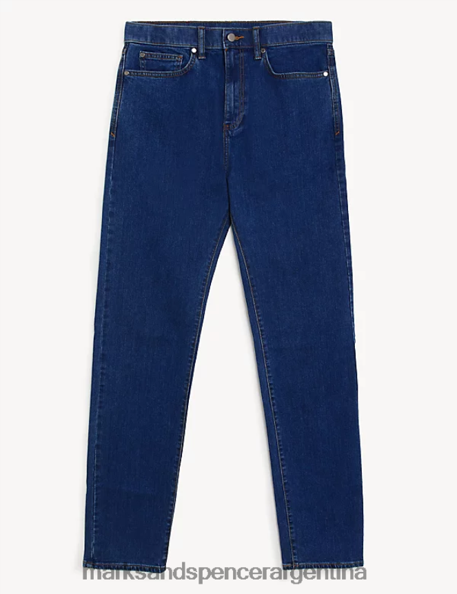 Marks & Spencer hombres jeans elásticos de corte recto big & tall con ropa de tormenta ropa azul medio 46VL7176