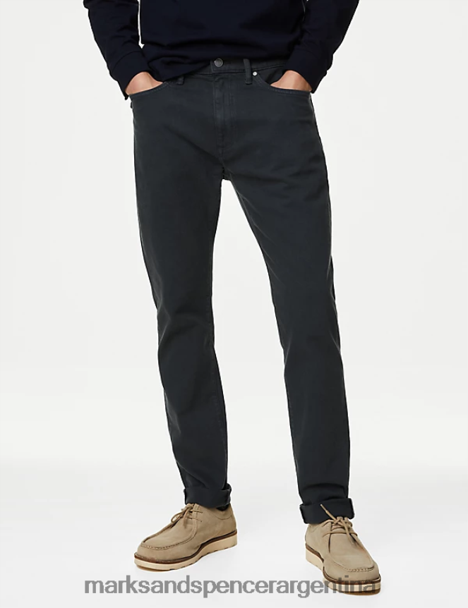 Marks & Spencer hombres jeans elásticos teñidos en té de corte slim ropa carbón 46VL5778