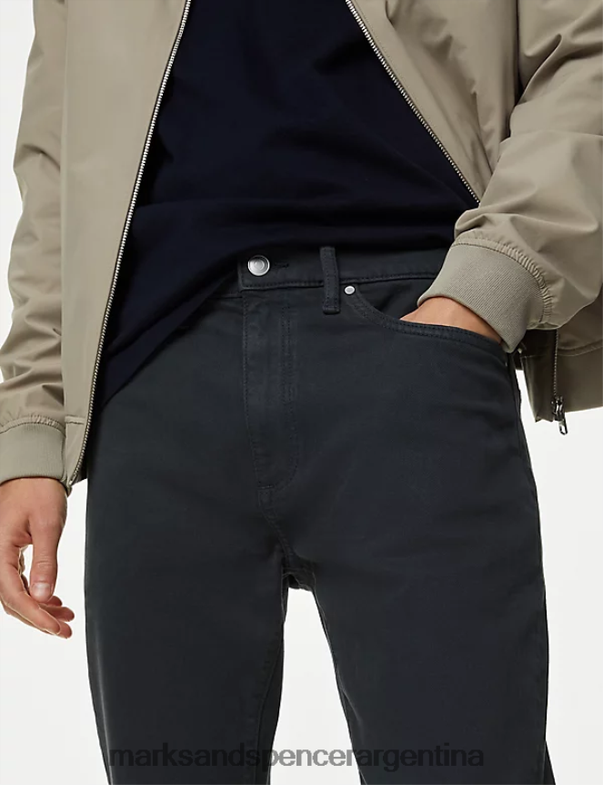 Marks & Spencer hombres jeans elásticos teñidos en té de corte slim ropa carbón 46VL5778