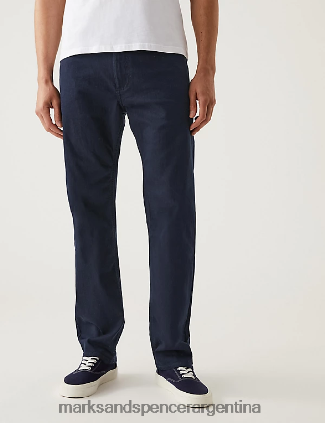 Marks & Spencer hombres jeans rectos con flexión 360 ropa azul negro 46VL6670