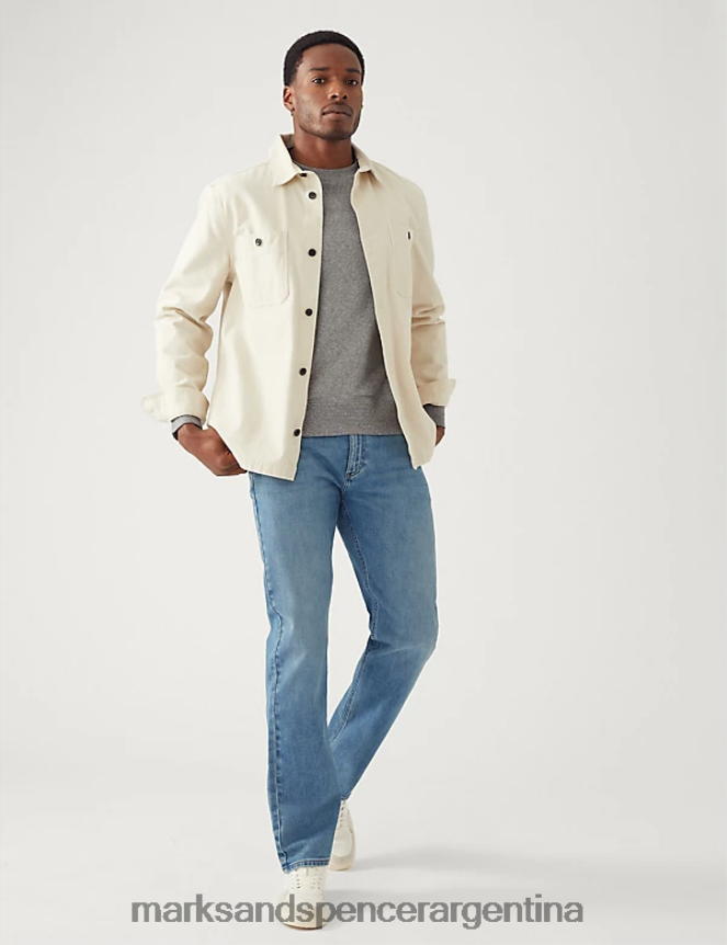 Marks & Spencer hombres jeans rectos con flexión 360 ropa gris azul 46VL7042