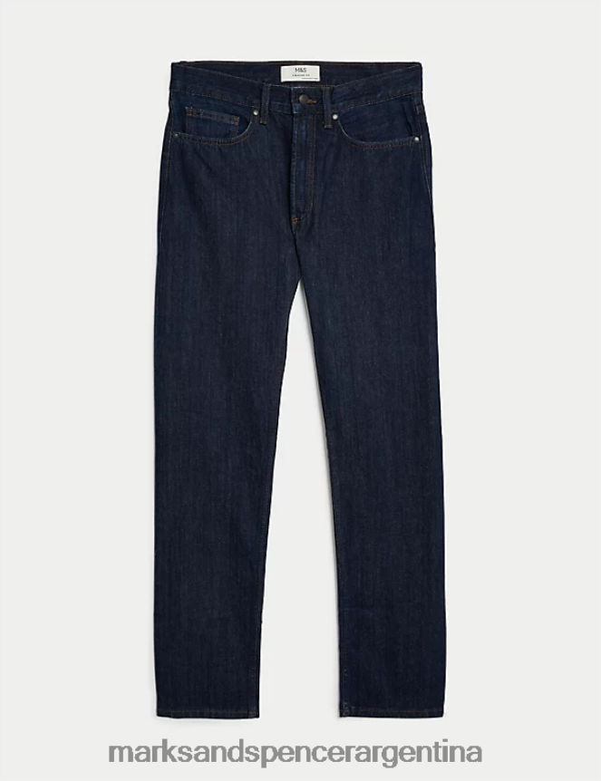 Marks & Spencer hombres jeans rectos de puro algodón ropa índigo oscuro 46VL5410