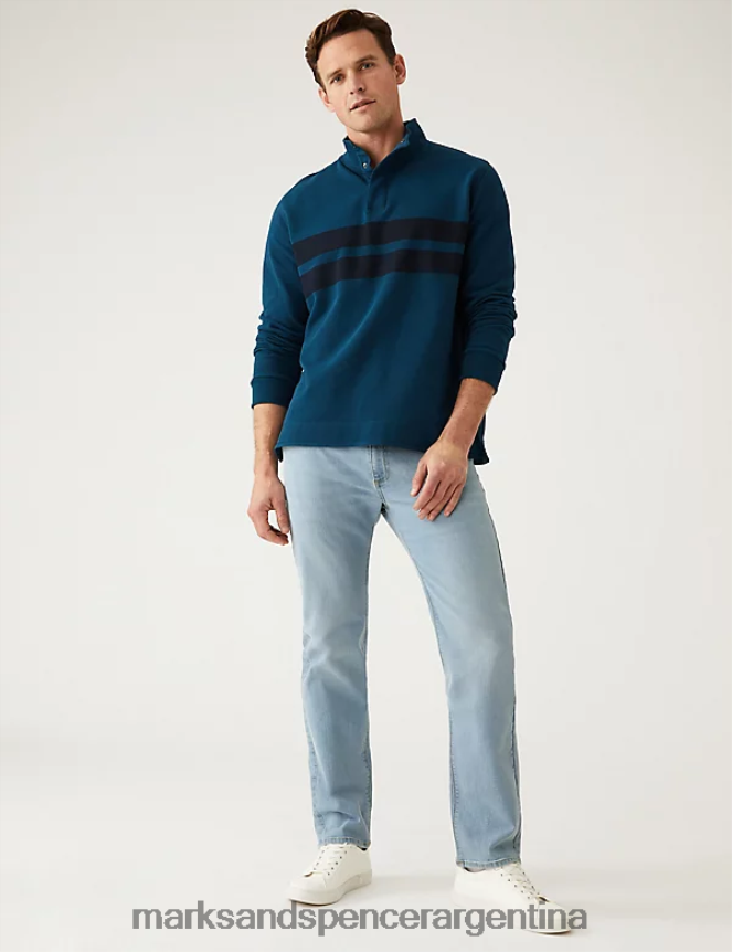 Marks & Spencer hombres jeans rectos elásticos ropa azul pálido 46VL6266