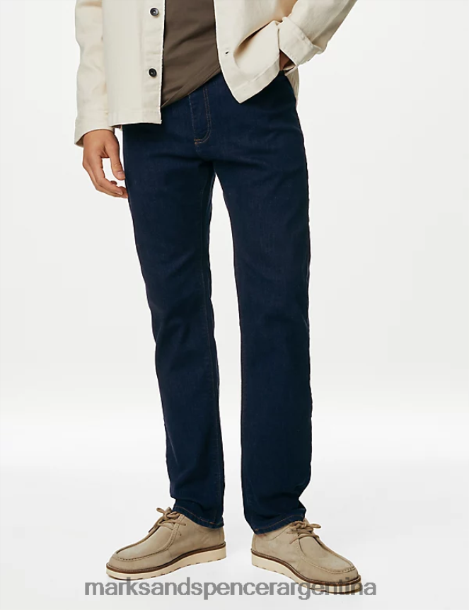 Marks & Spencer hombres jeans rectos elásticos ropa índigo 46VL6260