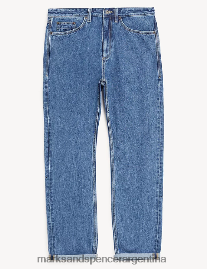 Marks & Spencer hombres vaqueros holgados rígidos con lavado vintage ropa azul medio 46VL5970