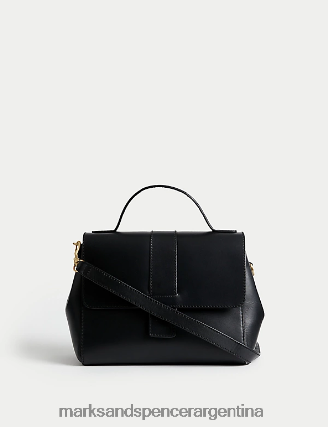 Marks & Spencer mujer bandolera de cuero con asa superior accesorios negro 46VL3668