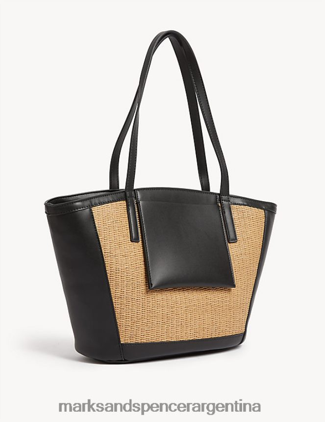 Marks & Spencer mujer bolsa de paja accesorios negro 46VL1196