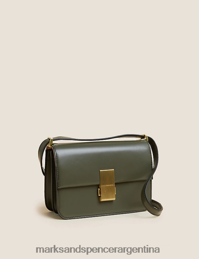 Marks & Spencer mujer bolso bandolera de piel sintética accesorios caqui claro 46VL934
