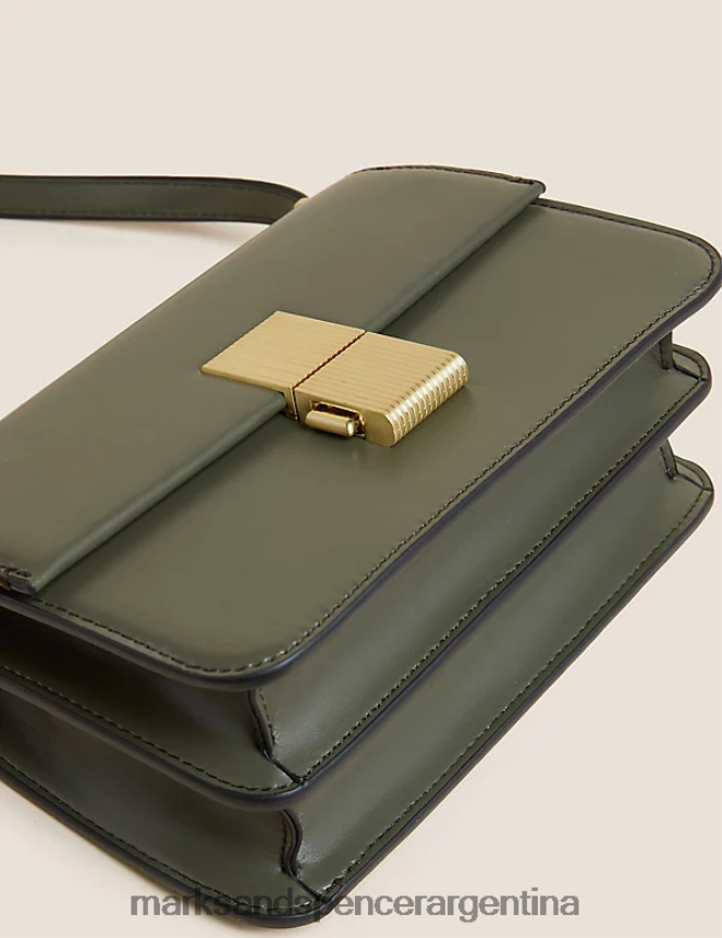 Marks & Spencer mujer bolso bandolera de piel sintética accesorios caqui claro 46VL934