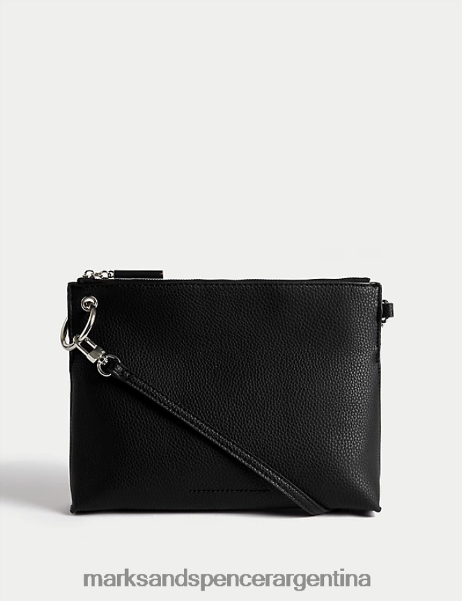 Marks & Spencer mujer bolso bandolera de piel sintética accesorios negro 46VL226