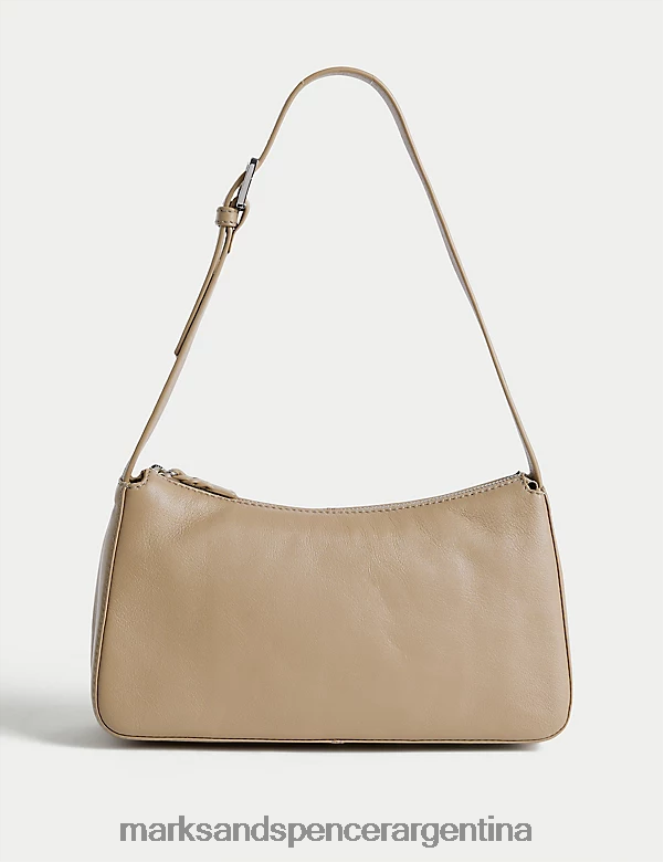 Marks & Spencer mujer bolso de hombro con detalle de hebilla de cuero accesorios champiñón 46VL750