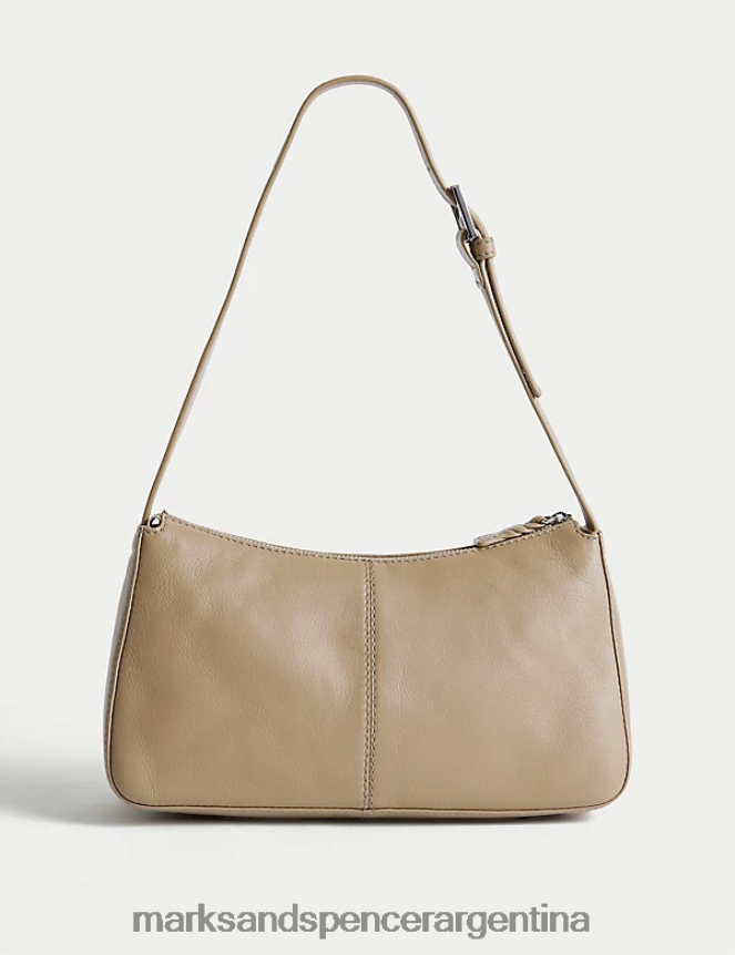 Marks & Spencer mujer bolso de hombro con detalle de hebilla de cuero accesorios champiñón 46VL750