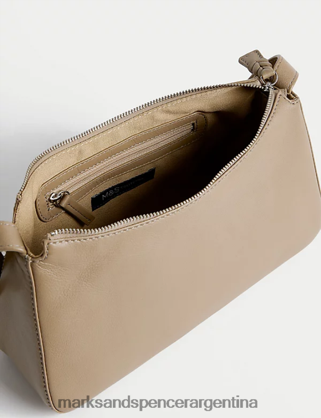 Marks & Spencer mujer bolso de hombro con detalle de hebilla de cuero accesorios champiñón 46VL750