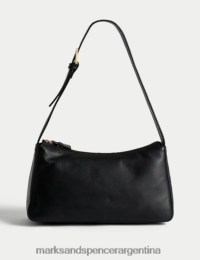 Marks & Spencer mujer bolso de hombro con detalle de hebilla de cuero accesorios negro 46VL388