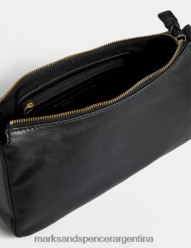 Marks & Spencer mujer bolso de hombro con detalle de hebilla de cuero accesorios negro 46VL388
