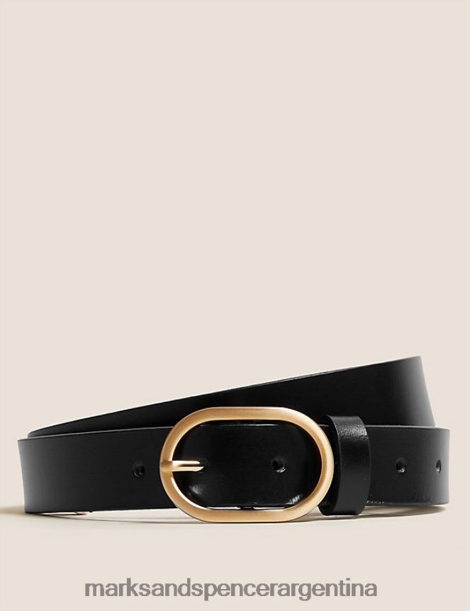 Marks & Spencer mujer cinturón de cuero para vaqueros accesorios negro 46VL968