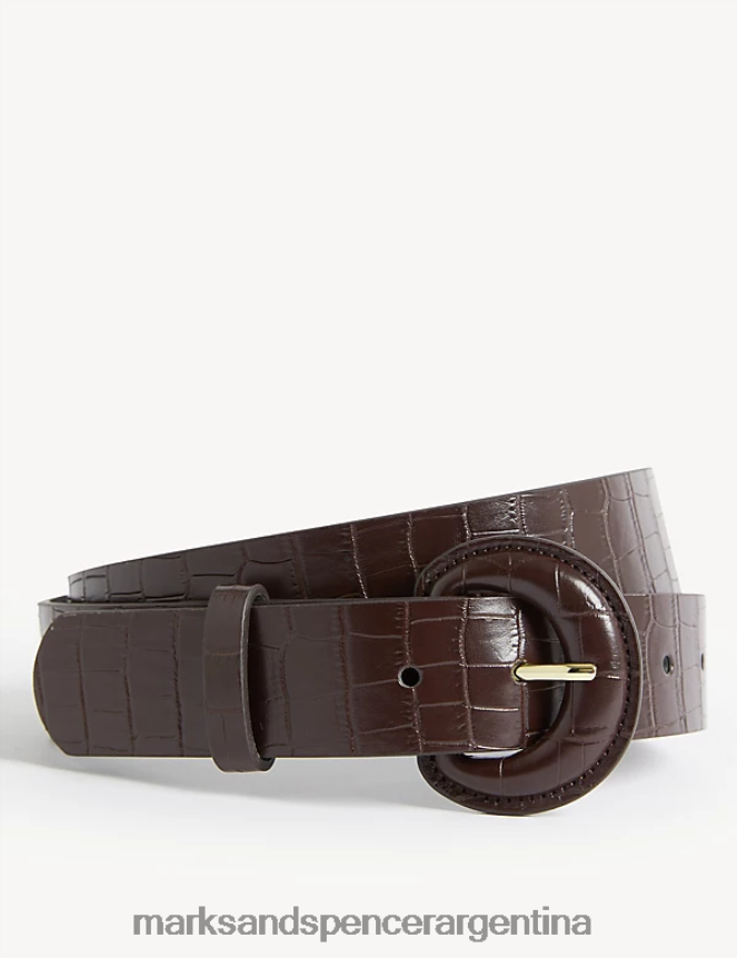 Marks & Spencer mujer cinturón para jeans con efecto de piel sintética de lagarto accesorios chocolate 46VL1894