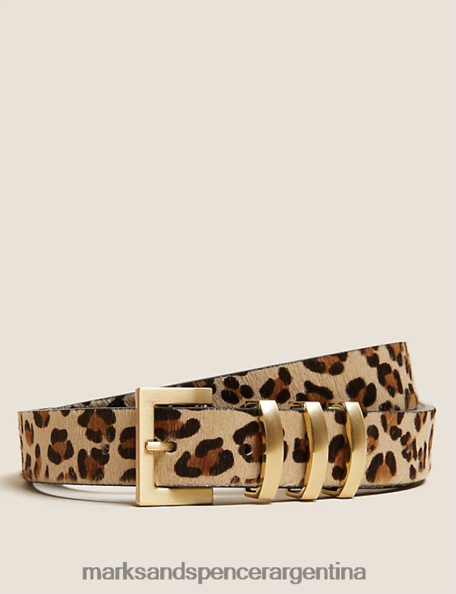 Marks & Spencer mujer cinturón vaquero de piel con efecto animal accesorios mezcla marrón 46VL2798