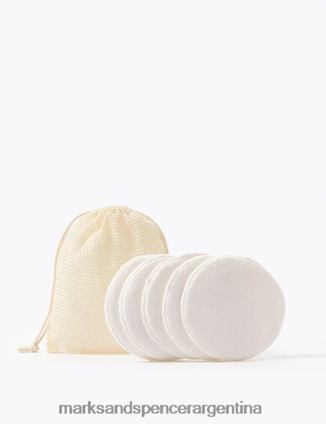 Marks & Spencer mujer pack de 5 discos y bolsa reutilizables de algodón orgánico accesorios blanco 46VL3320