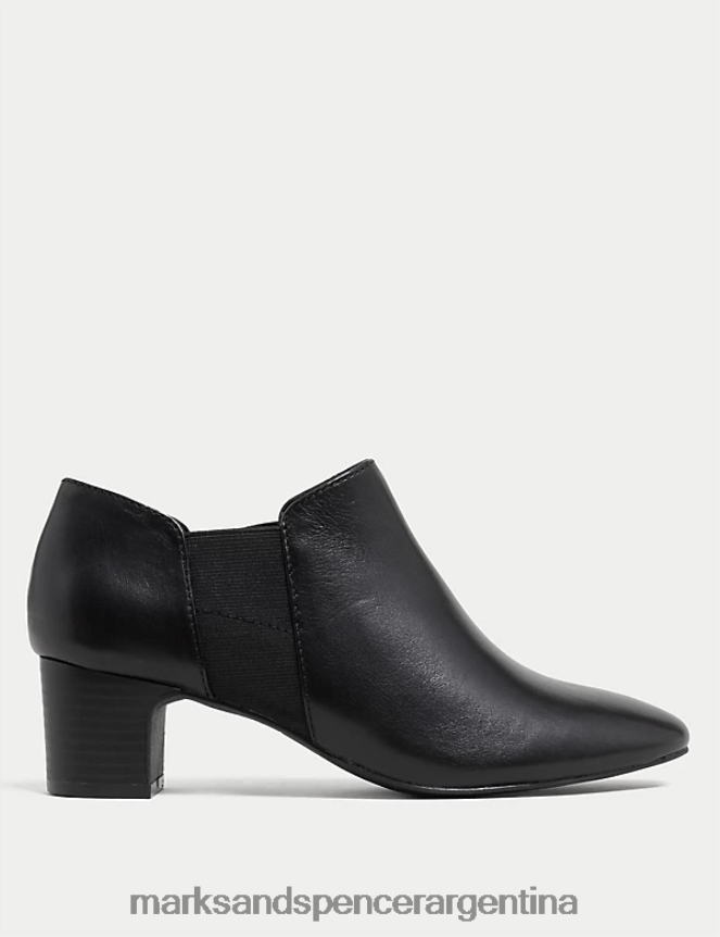 Marks & Spencer mujer botas de cuero con tacón de bloque calzado negro 46VL2282