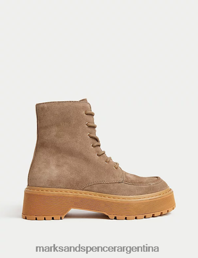 Marks & Spencer mujer botas gruesas con plataforma y cordones de gamuza calzado sabio 46VL2746