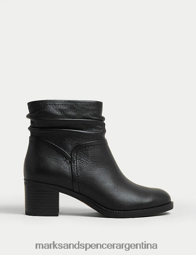 Marks & Spencer mujer botines anchos de piel con tacón cuadrado calzado negro 46VL646