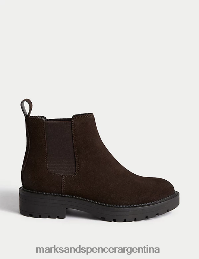 Marks & Spencer mujer botines chelsea de ante de corte ancho calzado chocolate 46VL578