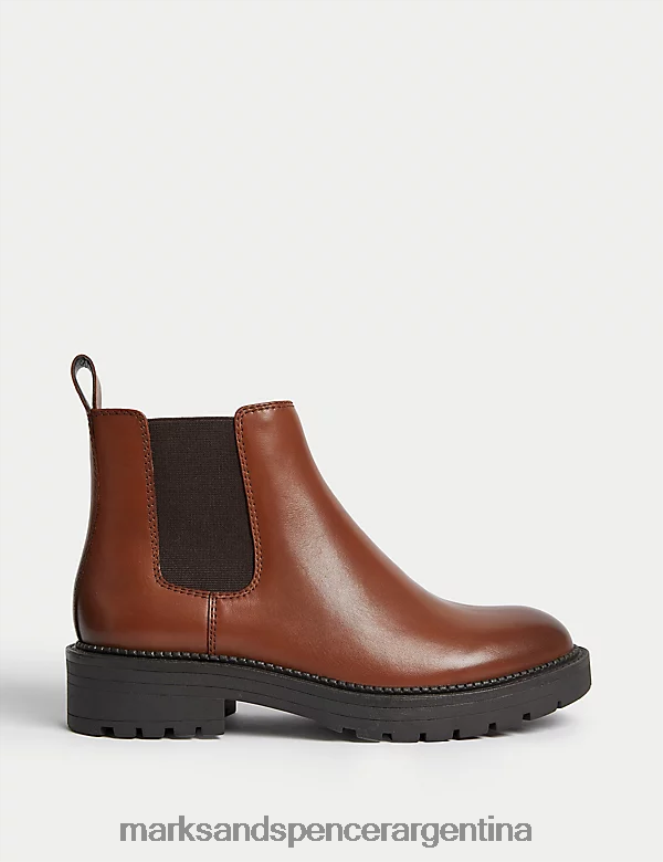 Marks & Spencer mujer botines chelsea de cuero con corte ancho calzado broncearse 46VL2188