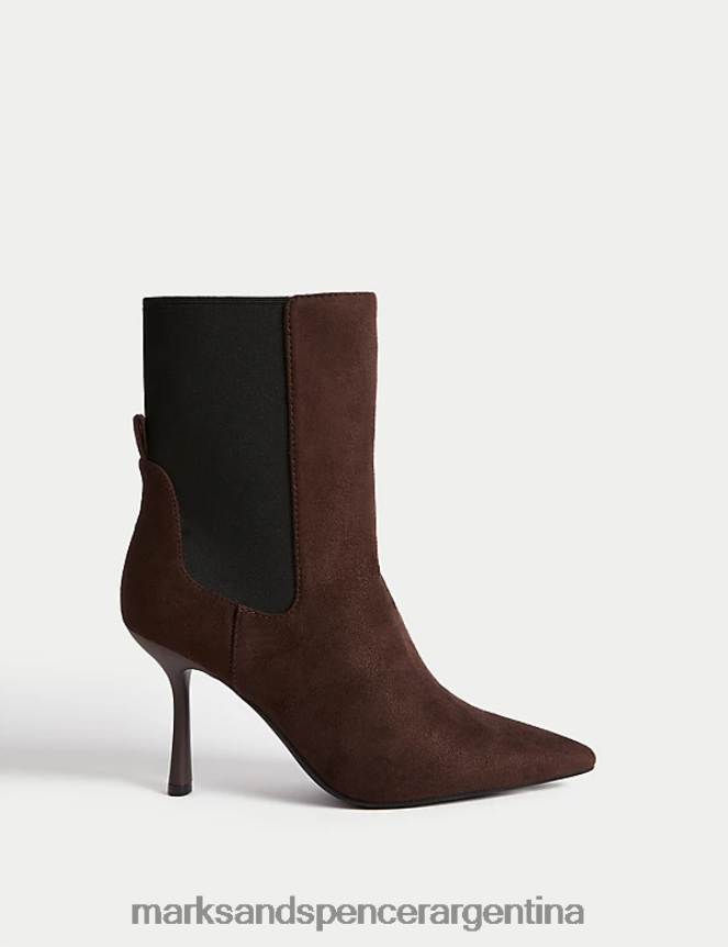 Marks & Spencer mujer botines con tacón de aguja y punta calzado Café exprés 46VL1952