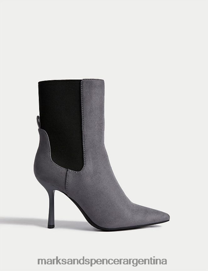 Marks & Spencer mujer botines con tacón de aguja y punta calzado gris medio 46VL1626
