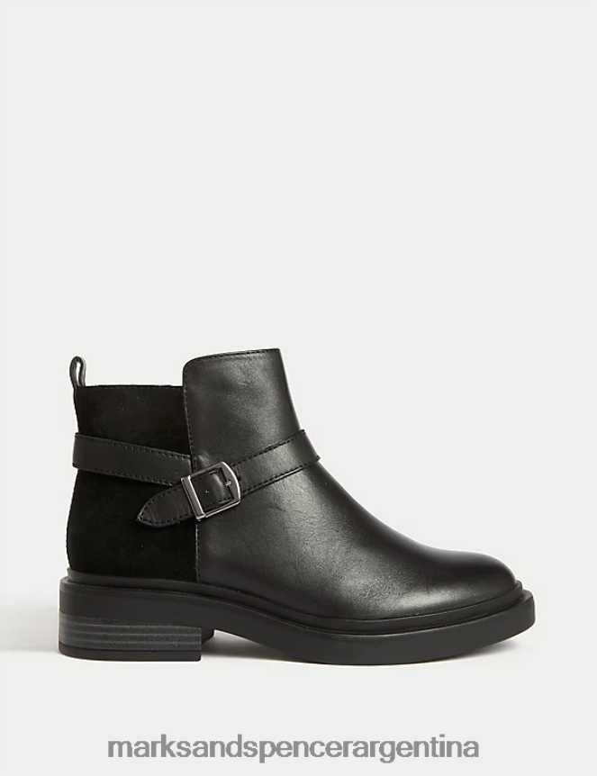 Marks & Spencer mujer botines de piel con hebilla calzado negro 46VL2828