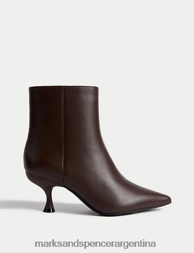 Marks & Spencer mujer botines de piel con tacón de gatito calzado ciruela damascena 46VL1624